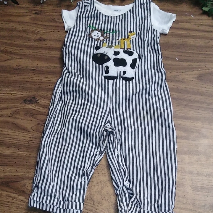 Striped Black And White Kids Overalls Size 18-24m